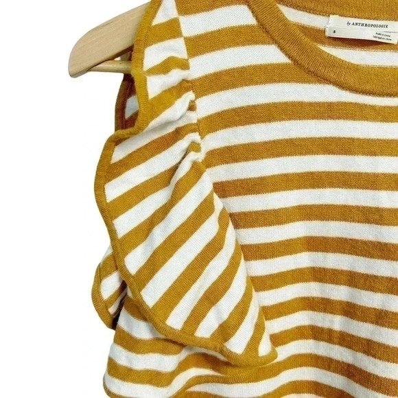 Anthropologie Jillian Striped Flutter Sleeve Sweater Size Small - Picture 3 of 10